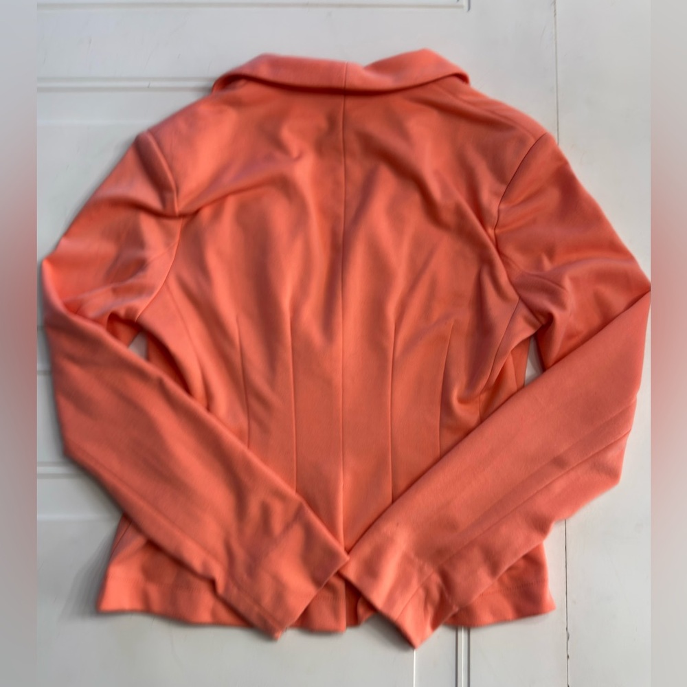 Papaya Women’s Sz M Salmon Pink Orange Pleated One Button Blazer Jacket - Picture 7 of 8